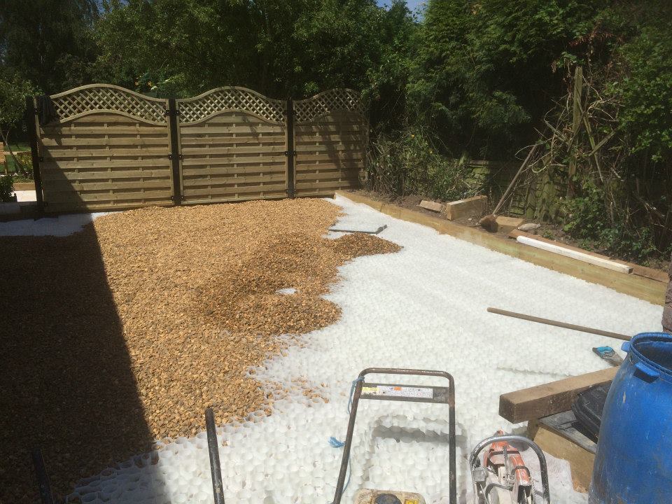 Permeable gravel retention paving