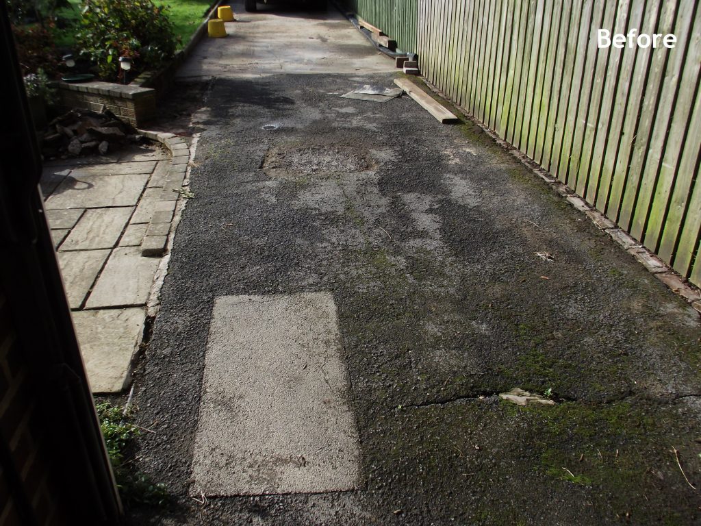 Domestic Driveway 130sqm Black & Delineators Before