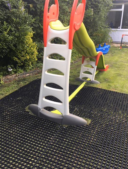 Rubber Grass Mats Under PlayArea Work