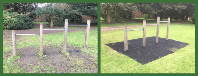 Rubber Grass Mats under Adventure Play Area Before and After 2