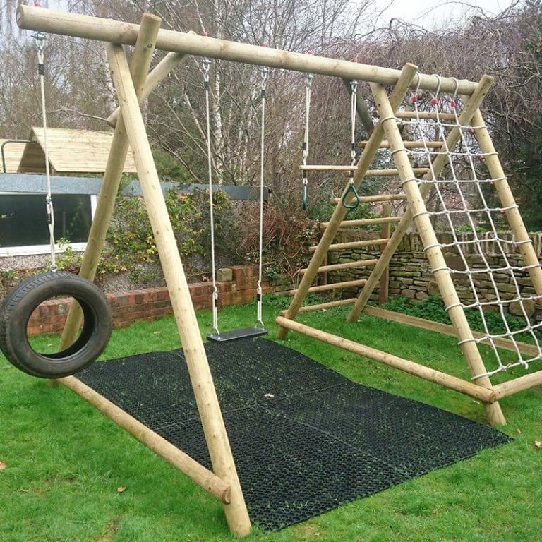 Rubber Grass Mats Installed Under A Caledonia Play Swing Set: The Project