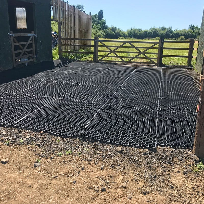 Rubber Grass Mats Installed on a Back Garden