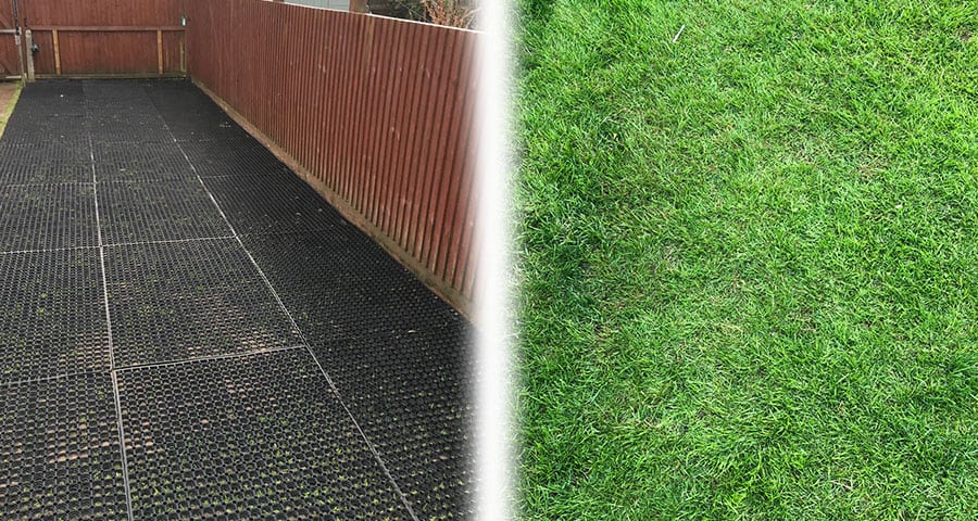 scannen boeren Geloofsbelijdenis Rubber Grass Mats Installed on a Back Garden | MatsGrids Blogs