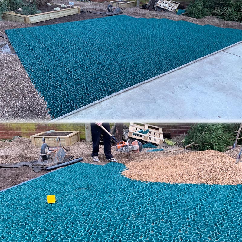 Gravel Driveway Created Using 33m2 of Green X-Grid - Installing X-Grid